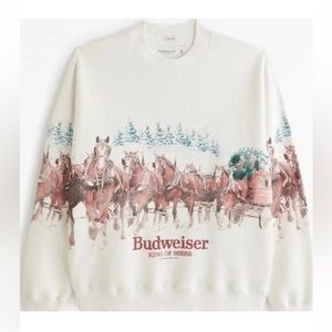 Budweiser Clydesdales Christmas Sweatshirt Abercrombie Crewneck LARGE